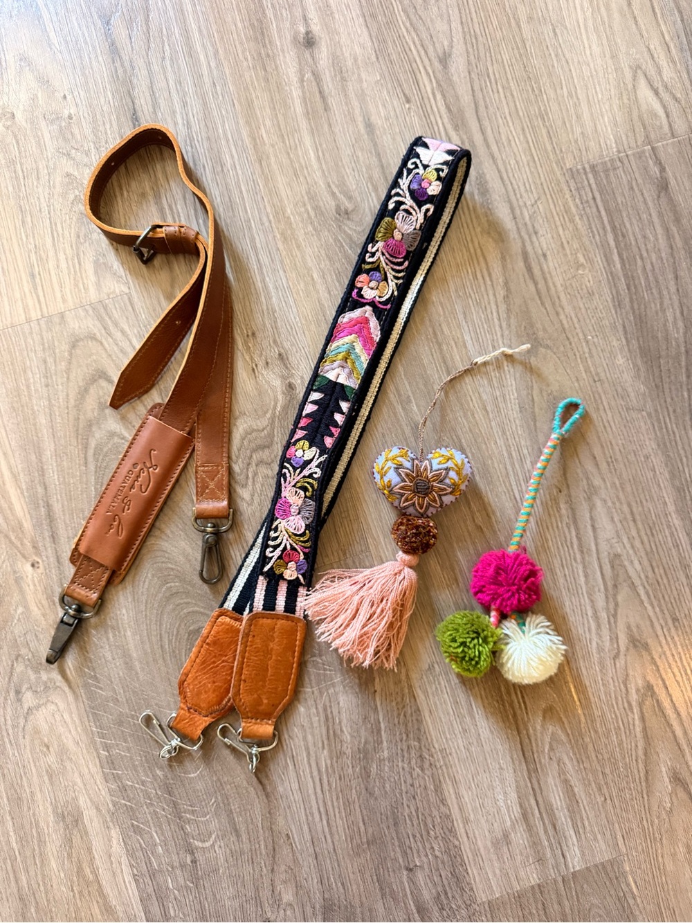 Nena & Co. Embroidered Boho Bag Straps + Charms Bundle | 4-Piece Lot